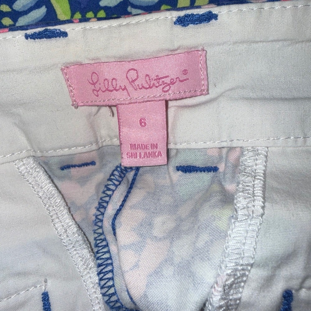 Lilly Pulitzer Callahan Shorts Blue Pink Floral Paisley Chino Size 6 RN88189 - Picture 3 of 12